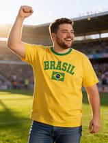 Camiseta Masculina Plus Size Torcedor Bandeira Jogo Brasil cor:amarelotamanho:P