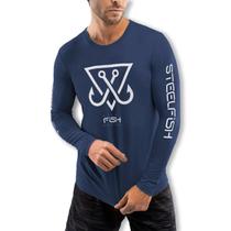 Camiseta Masculina Poliamida Estampada Frente e Manga Azul - Steell Fish Camiseta Masculina Poliamida Estampada Frente e Manga Azul - Steell Fish