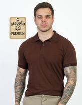 Camiseta Masculina Polo Slim Manga Curta Malha Queopes Peruana Austin - 25089 Cor:MarromTamanho:GG