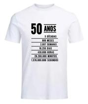 Camiseta Masculina Presente Aniversário 50 Anos Camisa 100% Algodão