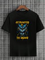 Camiseta Masculina Preta 100% Algodão Butterfly attracted