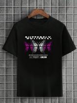 Camiseta Masculina Preta 100% Algodão Butterfly Nature Angels Pink