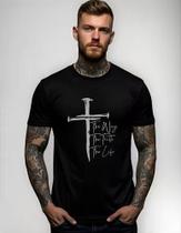 Camiseta Masculina Preta Algodão Premium Cruz Jesus Camiseta Masculina Preta Algodão Premium Cruz Jesus