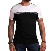 Camiseta Masculina Preta/ Branca Gola O Pit Bull 80192