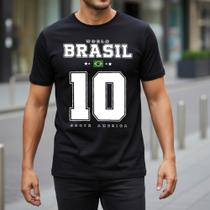 Camiseta Masculina Preta Brasil Bandeira Futebol Copa 2026 Algodão 100 Costura Reforçada Casual Moderna Camiseta Masculina Preta Brasil Bandeira Futebol Copa 2026 Algodão 100 Costura Reforçada Casual Moderna