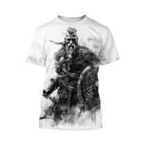 Camiseta Masculina Preta E Branca Com Padrão De Tatuagem 3D De Manga Curta Hip-Hop Harajuku Cool