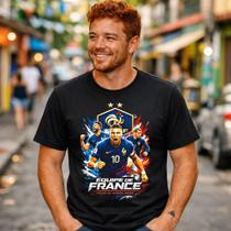 Camiseta Masculina Preta França Jogador Futebol Seleção Estampa Streetwear Casual Urbana Torcida Premium Confortável Lifestyle Camiseta Masculina Preta França Jogador Futebol Seleção Estampa Streetwear Casual Urbana Torcida Premium Confortável Lifestyle