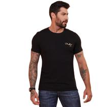 Camiseta Masculina Preta Gola O Tecido Canelado Pitbull Jeans 80226