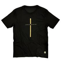 Camiseta Masculina Preta Jesus Cristo cruz dourada Camiseta Masculina Preta Jesus Cristo cruz dourada