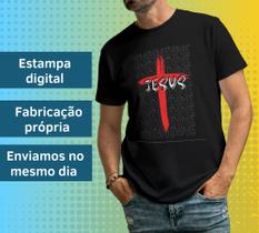 Camiseta Masculina Preta Manga Curta Jesus vive Moda Evangélica Cristã Gospel