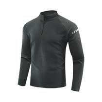 Camiseta Masculina Preta Reflexiva De Manga Comprida Para Corrida, Roupa Esportiva Respirável Para