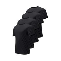 Camiseta Masculina Preta Ultra-Leve De Secagem Rápida E Respirável Com Gola Redonda - Pacote Com 4