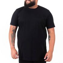 Camiseta Masculina Preto Lisa Básica XG Plus Size 100% Algodão Premium