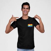 Camiseta Masculina Pride 1 Seguidor LGBT Arco íris Preta