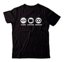 Camiseta Masculina Programador - Camisa Algodão Café, Novidade