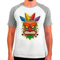 Camiseta Masculina Raglan Branca Crash Bandicoot 04