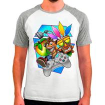 Camiseta Masculina Raglan Branca Crash Bandicoot 08