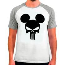 Camiseta Masculina Raglan Branca Desenho Mickey 01