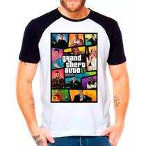 Camiseta Masculina Raglan Branca GTA V Carros jogos games 01