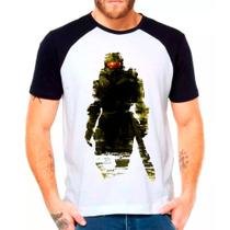 Camiseta Masculina Raglan Branca Halo jogos FPS games