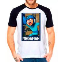 Camiseta Masculina Raglan Branca Mega man Jogos Games 02