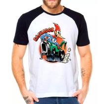 Camiseta Masculina Raglan Branca Picapau Rachador 02