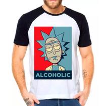 Camiseta Masculina Raglan Branca Rick and Morty 01