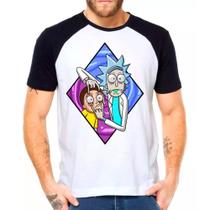 Camiseta Masculina Raglan Branca Rick and Morty 18