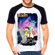 Camiseta Masculina Raglan Branca Rick and Morty 22