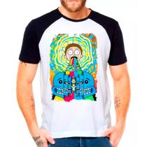 Camiseta Masculina Raglan Branca Rick and Morty 38