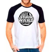 Camiseta Masculina Raglan Branca Star Wars Filme 01