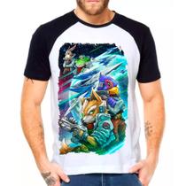 Camiseta Masculina Raglan Branca Starfox Games Jogos 01