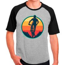 Camiseta Masculina Raglan Cinza Bike Bicicleta Ciclista 01