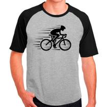 Camiseta Masculina Raglan Cinza Bike Bicicleta Ciclista 12