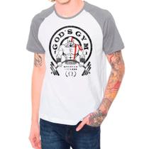 Camiseta Masculina Raglan Cinza Branco Academia 05