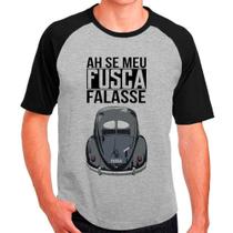 Camiseta Masculina Raglan Cinza Carro Fusca Fusquinha 01