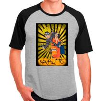 Camiseta Masculina Raglan Cinza Desenho Naruto Anime 11