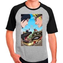 Camiseta Masculina Raglan Cinza Desenho Naruto Anime 22 - DESIGN CAMISETAS