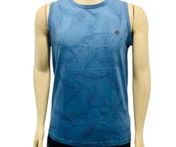 Camiseta masculina regata fico estampada malha peruana