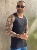 Camiseta Masculina Regata Malha Ribana Slim Black