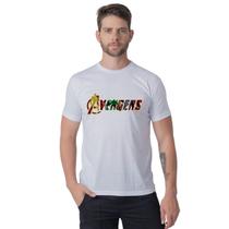 Camiseta Masculina Regular Manga Curta Gola Careca Estampa Avengers Seriado Animes