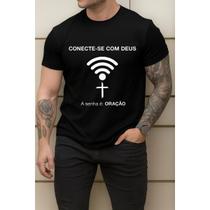 Camiseta Masculina Religiosa Conecte-se Com Deus Camisa Top