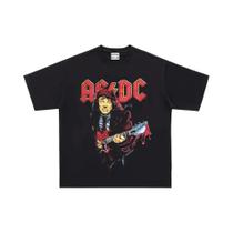 Camiseta Masculina Respirável E Confortável De Alta Qualidade AC/DC Para Praia, Viagens E Festas