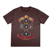 Camiseta Masculina Rock Banda Guns N' Roses Algodão Fio 30.1 Penteado Zero Encolhimento