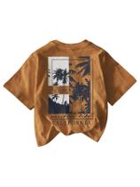 Camiseta masculina RoseSeek, manga curta, estampa tropical, marrom 7Y Camiseta masculina RoseSeek, manga curta, estampa tropical, marrom 7Y