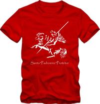 Camiseta Masculina São Jorge Estampada Algodão Manga Curta Religiosa Camiseta Masculina São Jorge Estampada Algodão Manga Curta Religiosa