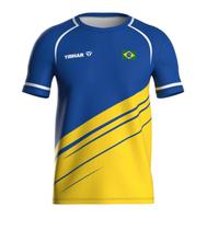 Camiseta Masculina Selecao Brasileira 2024 Azul e Amarela 3G