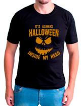 Camiseta Masculina Sempre Halloween Na Minha Cabeça Dia Das Bruxas