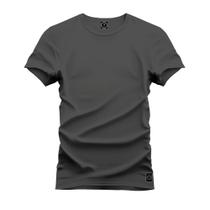Camiseta Masculina Slim Algodão Gola Redonda Manga Curta - Cinza Escuro