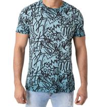 Camiseta Masculina Slim Fit Art Full Azul Petróleo Biotwo Camiseta Masculina Slim Fit Art Full Azul Petróleo Biotwo